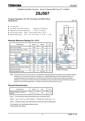 2SJ507_07 datasheet - Chopper Regulator, DC−DC Converter and Motor Drive Applications
