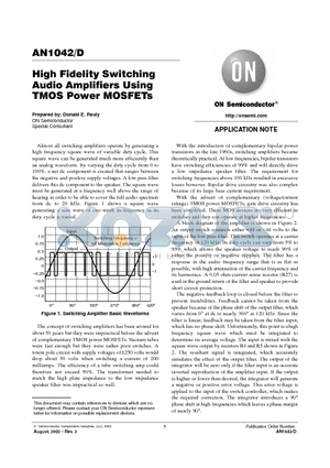 AN1042 datasheet - High Fidelity Switching Audio Amplifiers Using TMOS Power MOSFETs