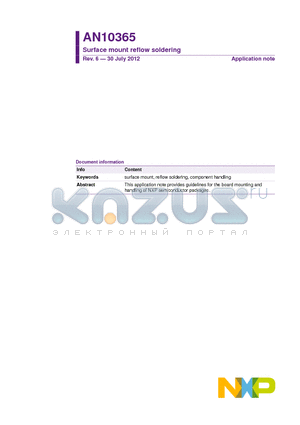 AN10365 datasheet - Surface mount reflow soldering
