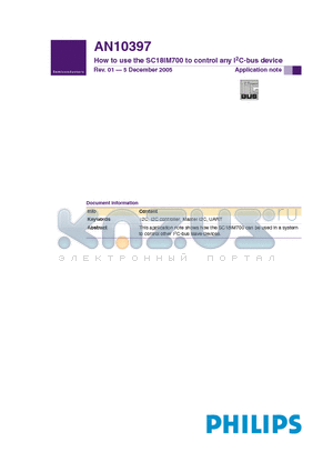 AN10397 datasheet - How to use the SC18IM700 to control any I2C-bus device