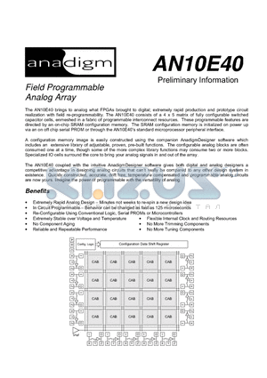 AN10E40 datasheet - Field Programmable Analog Array