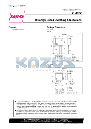 2SJ522 datasheet - Ultrahigh-Speed Switching Applications