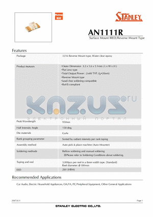 AN1111R datasheet - Surface Mount IRED/Reverse Mount Type