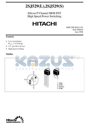 2SJ529L datasheet - Silicon P Channel MOS FET High Speed Power Switching