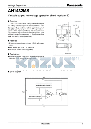 AN1432MS datasheet - Variable output, low voltage operation shunt regulator IC