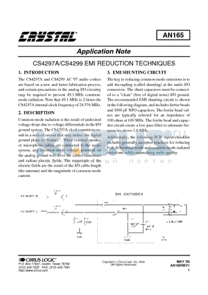 AN165 datasheet - EMI REDUCTION TECHNIQUES