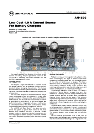 AN1593 datasheet - LOW COST 1.0 A CURRENT SOURCE FOR BATTERY CHARGERS
