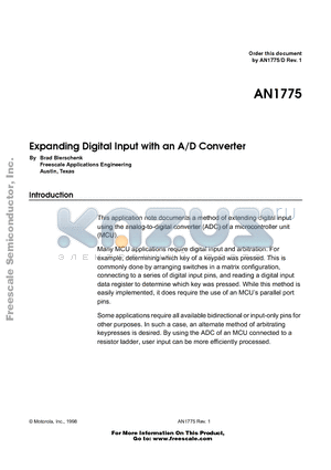 AN1775 datasheet - Expanding Digital Input with an A/D Converter