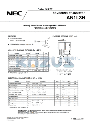 AN1L3N datasheet - on-chip resistor PNP silicon epitaxial transistor