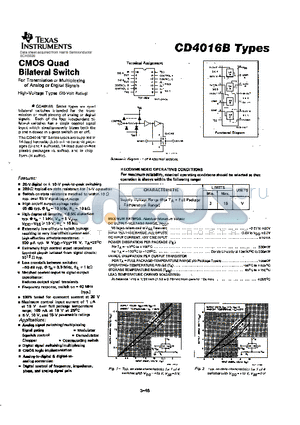 CD4016BM datasheet - CMOS QUAD BILATERAL SWITCH