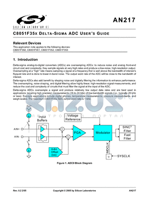 AN217 datasheet - C8051F35X DELTA-SIGMA ADC USERS GUIDE