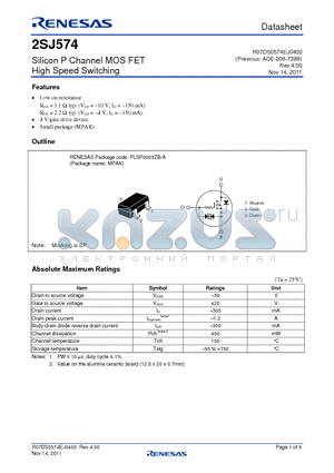 2SJ574_11 datasheet - Silicon P Channel MOS FET High Speed Switching