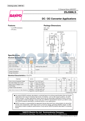 2SJ589LS datasheet - DC / DC Converter Applications