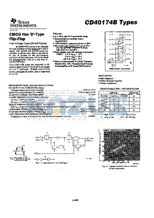 CD40174B datasheet - CMOS HEX D-TYPE FLIP-FLOP