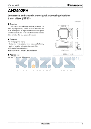 AN2492FH datasheet - Luminance and chrominance signal processing circuit for 8 mm video (NTSC)