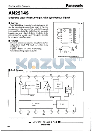 AN2514S datasheet - Electronic View-finder Driving IC with Synchronous Signal