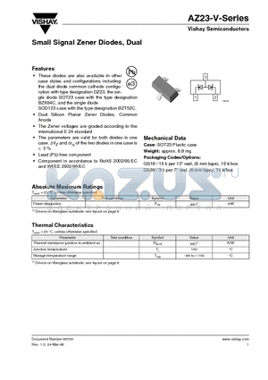 AZ23C2V7-V datasheet - Small Signal Zener Diodes, Dual