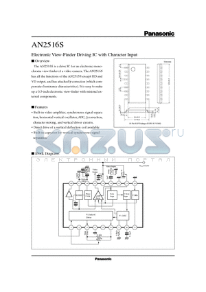 AN2516S datasheet - Electronic View-Finder Driving IC with Character Input
