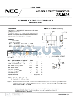 2SJ626 datasheet - MOS FIELD EFFECT TRANSISTOR