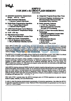 AN28F512 datasheet - 512K (64K x 8) CMOS FLASH MEMORY