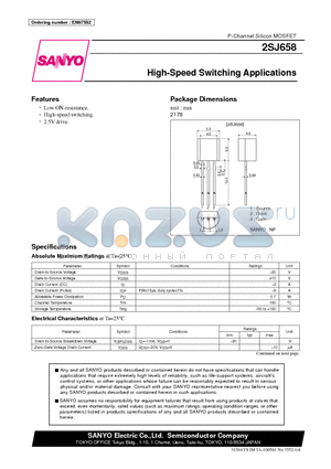 2SJ658 datasheet - High-Speed Switching Applications