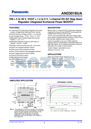 AN33016UA datasheet - VIN = 5 to 39 V, VOUT = 1.2 to 9 V, 1-channel DC-DC Step down Regulator integrated N-channel Power MOSFET