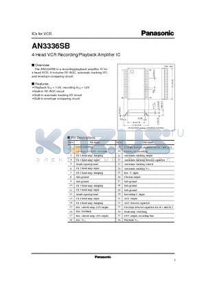 AN3336SB datasheet - 4-Head VCR Recording/Playback Amplifier IC