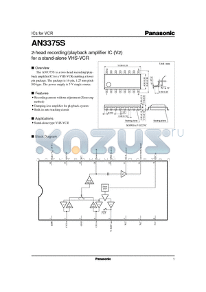 AN3375S datasheet - 2-head recording/playback amplifier IC V2 for a stand-alone VHS-VCR