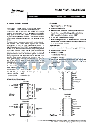 CD4017BMS datasheet - CMOS Counter/Dividers