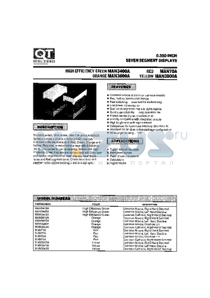 AN38 datasheet - 0.300-INCH SEVEN SEGMENT DISPLAYS