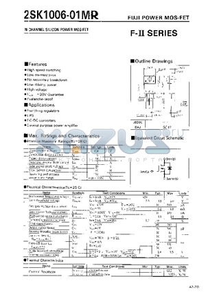 2SK1006-01MR datasheet - N-CHANNEL SILICON POWER MOSFET