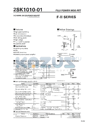 2SK1010-01 datasheet - N-CHANNEL SILICON POWER MOS-FET