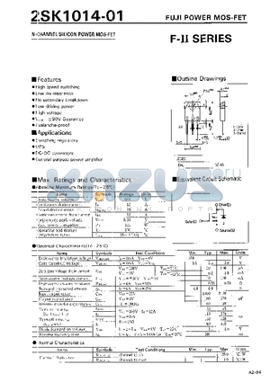 2SK1014-01 datasheet - N-CHANNEL SILICON POWER MOSFET