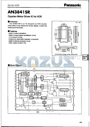 AN3841SR datasheet - Capstan Motor Driver IC for VCR