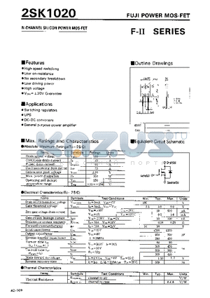 2SK1020 datasheet - N-CHANNEL SILICON POWER MOSFET