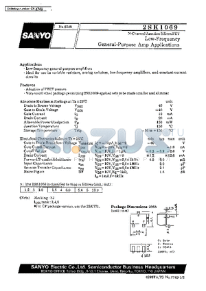 2SK1069 datasheet - Low-Frequency General-Purpose Amp Applications