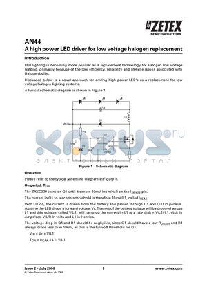 AN44 datasheet - A high power LED driver for low voltage halogen replacement