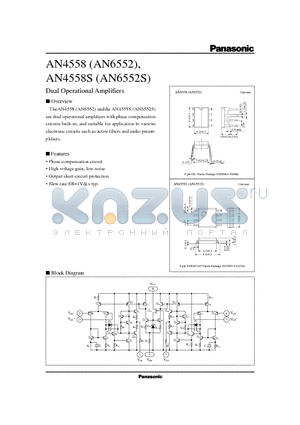 AN4558 datasheet - Dual Operational Amplifiers