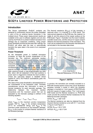 AN47 datasheet - Si321X LINEFEED POWER MONITORING AND PROTECTION