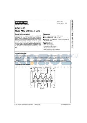 CD4019BCN datasheet - Quad AND-OR Select Gate