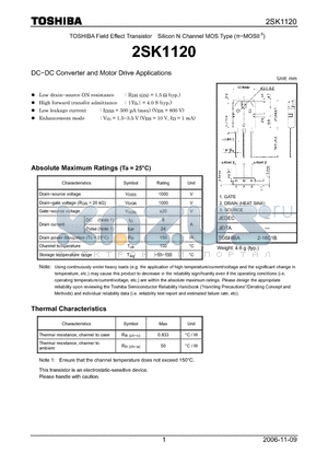 2SK1120_06 datasheet - Silicon N Channel MOS Type DC−DC Converter and Motor Drive Applications