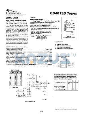 CD4019BE datasheet - CMOS Quad AND/OR Select Gate