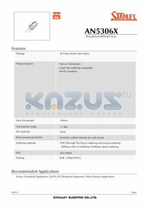 AN5306X datasheet - Through-hole IRED/5 Type