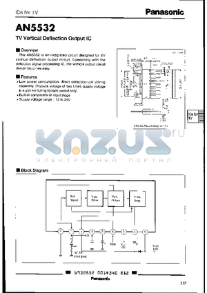 AN5532 datasheet - TV VERTICAL DEFLECTION OUTPUT IC