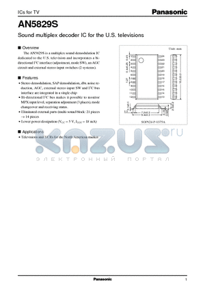AN5829S datasheet - Sound multiplex decoder IC for the U.S. televisions