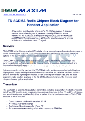 AN611 datasheet - TD-SCDMA Radio Chipset Block Diagram for Handset Application