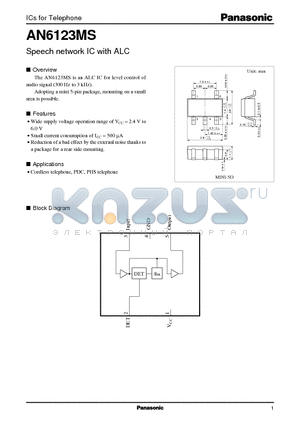 AN6123 datasheet - Speech network IC with ALC