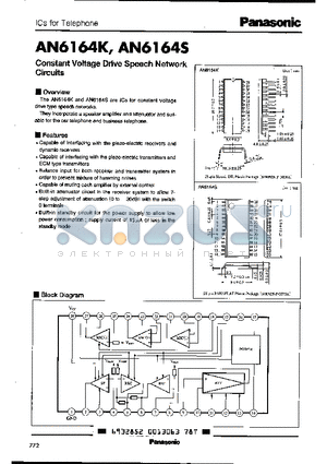 AN6164K datasheet - Constant Voltage Drive Speech Network Circuits