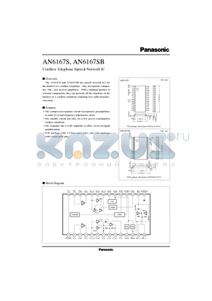 AN6167SB datasheet - Cordless Telephone Speech Network IC