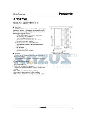 AN6175K datasheet - Hands-free Speech Network IC